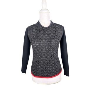 Alexander Wang gray black red cable-knit honeycomb sweater roll neck XS